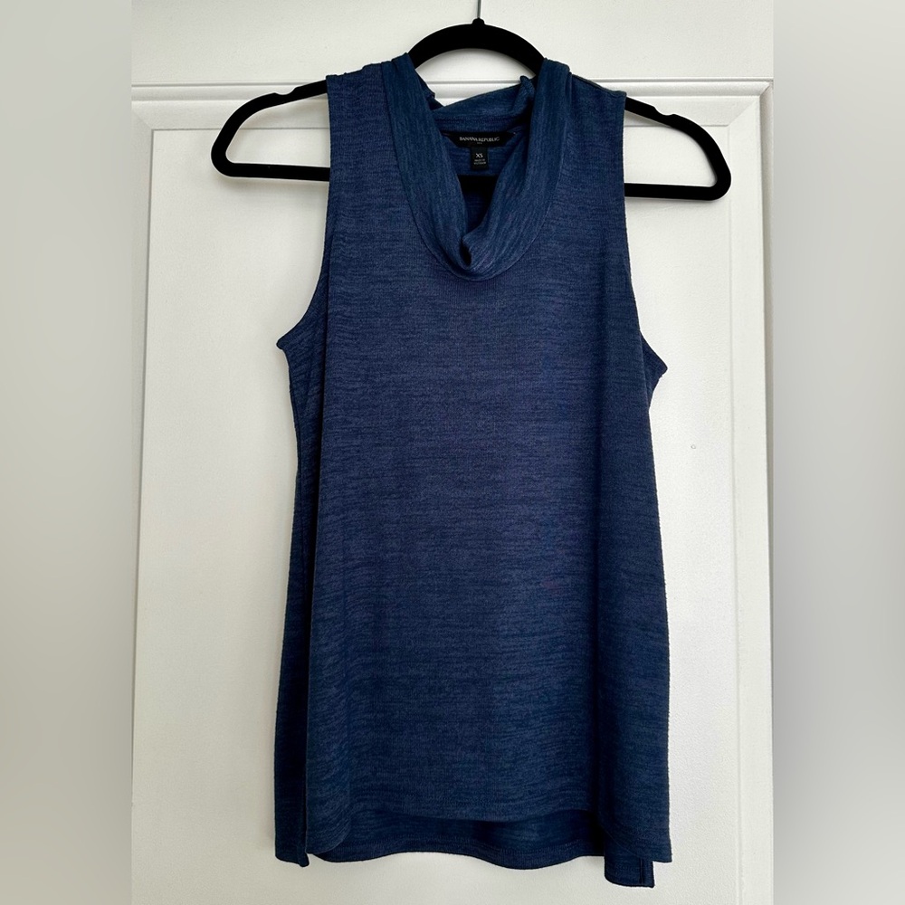 Banana Republic Navy Blue Sleeveless Cowl Neck Tank